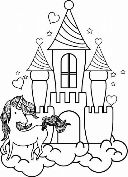 Castle Unicorn Coloring Printable Pages A4