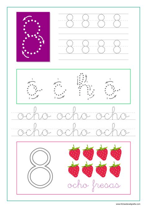 Ejercicio Para Aprender A Escribir El Número Ocho Preescolar E