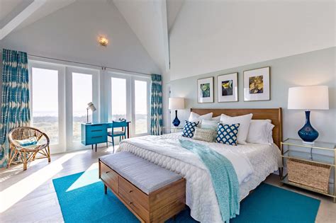 Teal Turquoise And Aloe Beach House Bedroom Modern Beach Design At