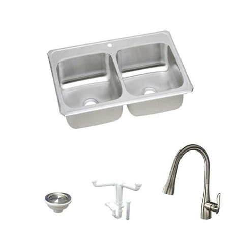 Elkay crosstown 33 x 22 double basin stainless. Elkay Celebrity Drop-In 33-in x 22-in Brushed Satin Single ...