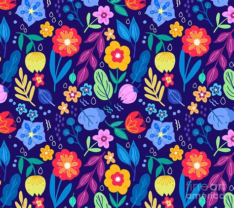Pretty Floral Flower Pattern Design Background Digital Art By Noirty