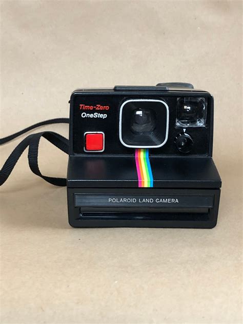 Polaroid Land Camera Time Zero One Step Black Rainbow Strip Etsy New