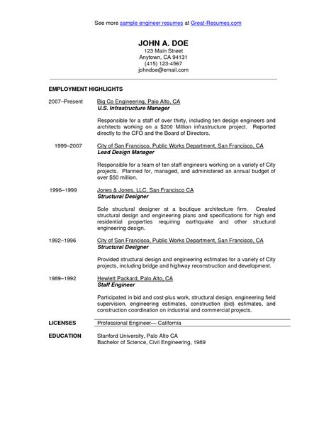 A very common piece of advice that people are given about their. Civil Engineer Resume Sample - http://www.resumecareer ...