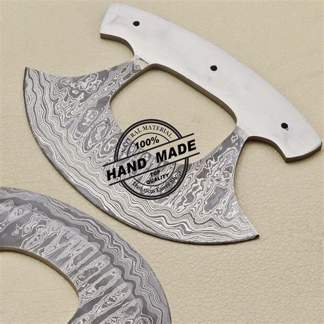 Uk039 Beautiful Hand Forged Damascus Steel Ulu Blank Blade Etsy