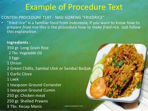Procedure Text How To Make Fried Rice Singkat 2021