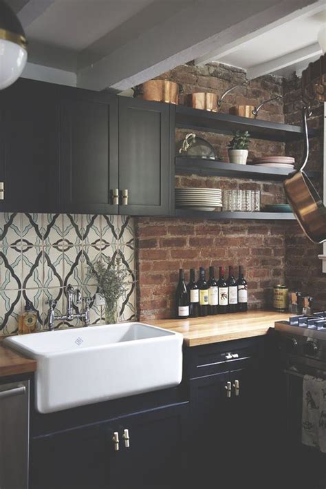 minimalist kitchens  exposed brick walls home