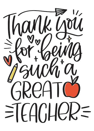 Printable Thank You Cards Great Teacher Happy Teachers Day Card