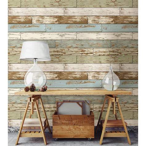 Not all peel and stick wallpapers are created equal™. NuWallpaper Multi Color Old Salem Vintage Wood Peel and ...