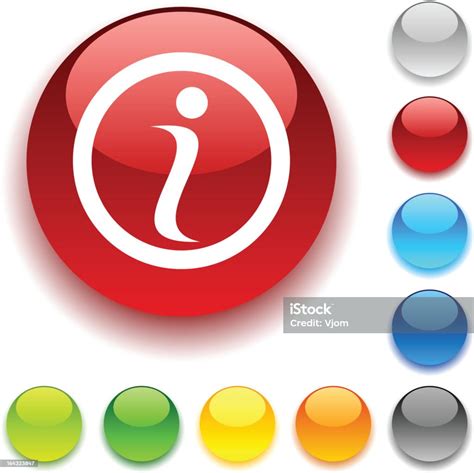 Circular Info Buttons In Different Colors Isolated On White Stock