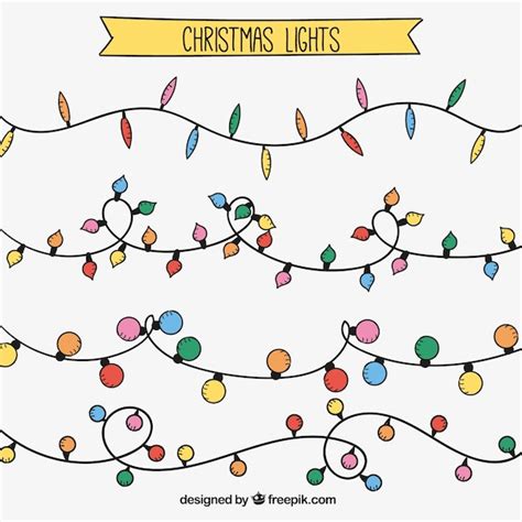Pack Of Hand Drawn Christmas String Lights Vector Free Download