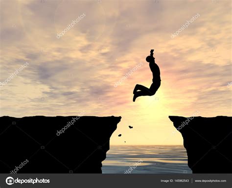 Man Jumping Over Cliff — Stock Photo © Design36 145962543