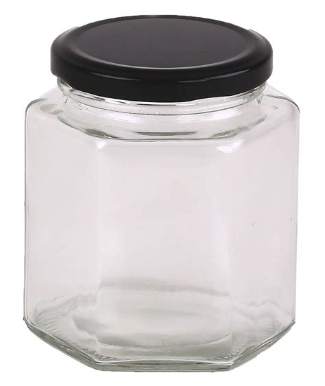 Carton 18 Pcs Honey Jars 500gm Size Hexagonal Glass Jar With Black Lid