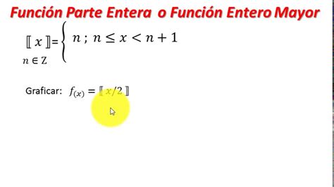 Función De Parte Entera O Función Entero Mayor O Función Suelo Entero