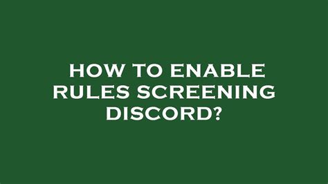 How To Enable Rules Screening Discord Youtube