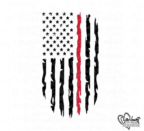 Png File Sublimation Design Thin Red Line Svg Distressed American Flag