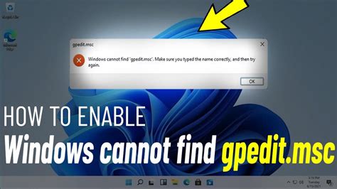 Fix And Enable Windows Cannot Find Gpedit Msc On Windows