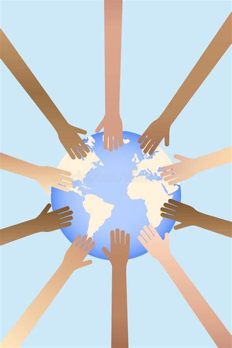Hands Around The Globe Earth Day People Of The World Concept Vector