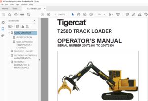 Tigercat T D Track Loader Operators Manual Sn T T