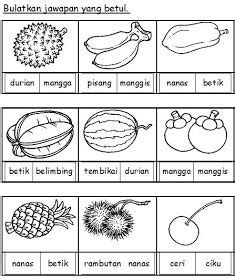 Worksheet Lembaran Kerja Buah Buahan Prasekolah Buah Buahan Interactive Exercise For