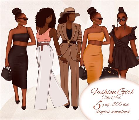 African American Clipart Fashion Girl Clipart Digital Etsy