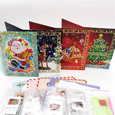 Diy Diamond Painting Kit Christmas Cards Cw 4 Cards Etsy