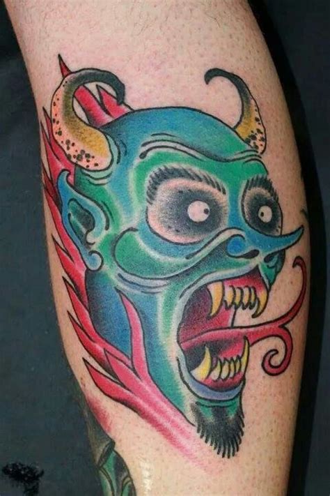 Old School Demon Skull Tattoo Tattoos Tatting