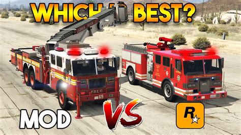 Gta 5 Fire Truck Vs Modded Fire Truck Rockstar Games Vs Modder Youtube