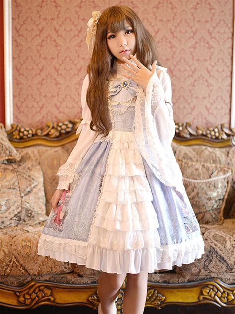 Sweet Lolita Dress Jsk Light Pink Printed Layered Ruffled Lace Up Slim