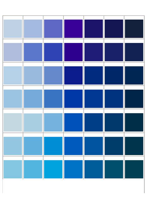 Pantone Blue Color Swatches