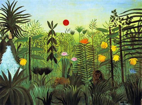 Henri Rousseau Paintings Africa Artwork Art Tropical Lion And