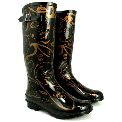 fire sale new womens funky snow rain welly wellies wellington flat boots size ebay