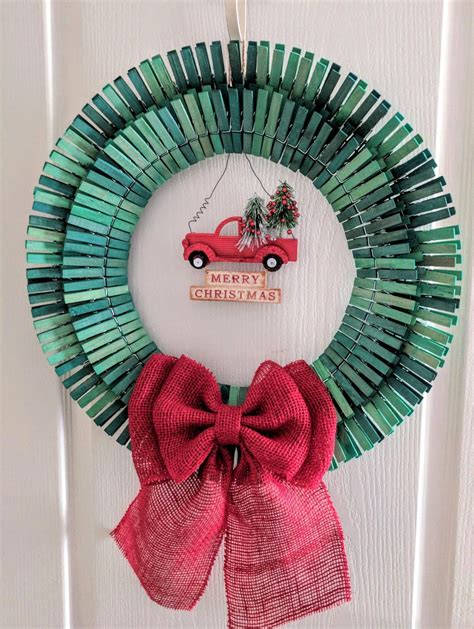 Christmas Clothespin Wreath Available At Christmas Clothespins