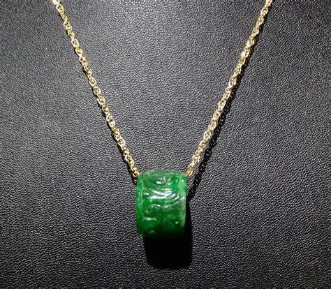 Jade Pendant Necklace Natural Carved Jadeite 14k Gold Etsy