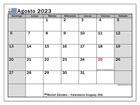 Calendario Agosto De 2023 Para Imprimir “441ds” Michel Zbinden Uy
