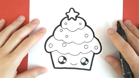How To Draw A Christmas Cupcake Cute And Easy Cupcake Drawing Easy