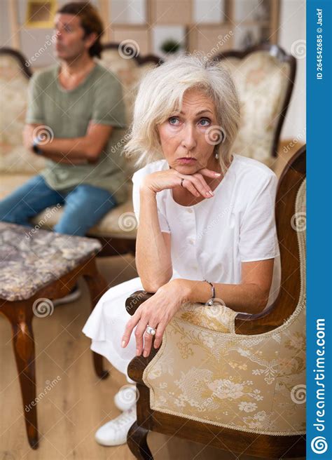 Mature Couple Quarreling At Home Relationship Problems Stock Image Image Of Pointing Home