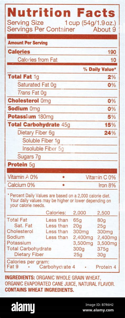 Nutrition Facts Label From A Box Of Autumn Wheat Cereal Made By Kashi