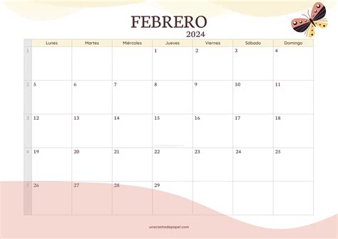 Calendarios Febrero Para Imprimir Pdf