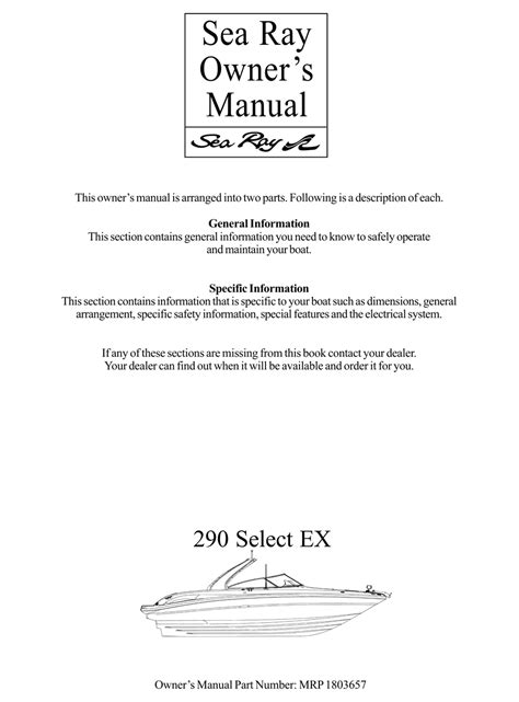 Sea Ray 290 Select Ex Owners Manual Pdf Download Manualslib