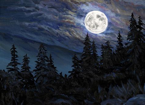 Full Moon In The Mountains Painting By Steph Moraca Fine Art America