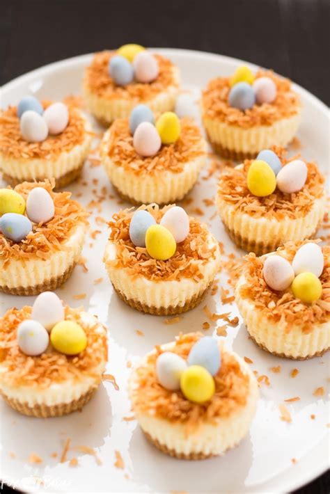 Below, you will find 16 delicious easter egg dessert recipes that you can try to prepare for your what all of these desserts have in common is that they are in the shape of an egg and also all of. Easter Bird's Nest Mini Cheesecakes - Fox and Briar