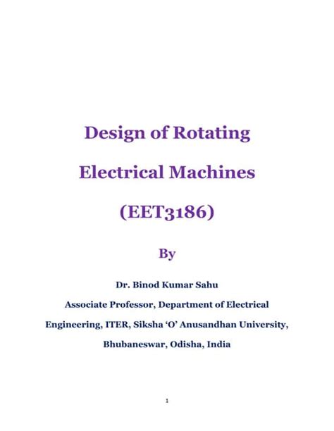 Design Of Rotating Electrical Machines Pdf