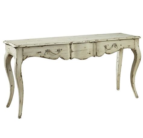 French Country Solid Wood 3 Drawer Console Table White Zin Home