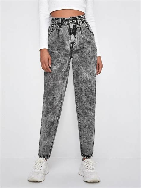 High Waist Slant Pocket Mom Jeans Shein Usa In 2021 Mom Jeans High