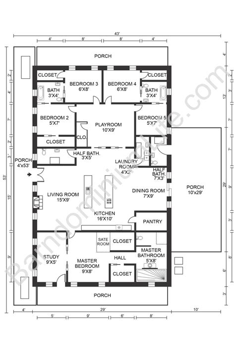The Best 5 Bedroom Barndominium Floor Plans Pole Barn House Plans