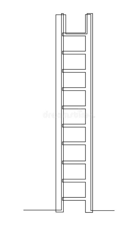Ladder Step Ladder Structure For Climbing Up Continuous Line Drawing
