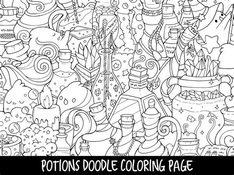 The link to this free printable is near the end of the article. Potions Doodle Coloring Page Printable Cute/Kawaii ...