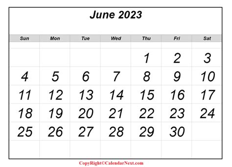Printable Free June 2023 Calendar With Holidays And Notes Calendar Next