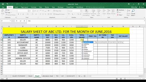 Employee Salary Details Format In Excel Excel Templates