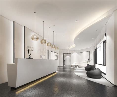 3d Rendering Modern Luxury Hotel And Office Reception And Lounge Stock